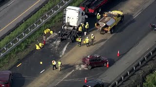 Multiple crashes close Massachusetts Turnpike in both directions [upl. by Neitsirk]