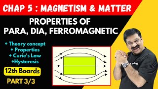 Properties of Para Dia amp Ferromagnetic material💥Part 33 Chapter 5 Magnetism amp Matter 💥12th Physics [upl. by Eixor]