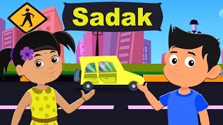 Hindi Sadak Rhyme  Kids Poem In Hindi  सड़क बनी है लंबी  Hindi Nursery Rhymes  Kids Tv Channel [upl. by Naihtniroc524]