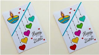 Easy amp Beautiful white paper Diwali Card making DIY Diwali greeting Card Handmade Diwali Card 2023 [upl. by Frasquito419]