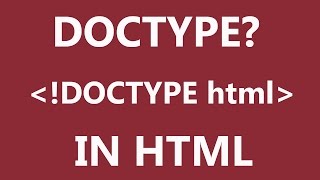 What Is DOCTYPE In HTML [upl. by Kurtzman]