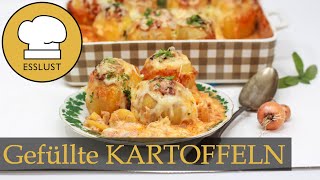 KARTOFFELFÄSSCHENAUFLAUF  Gefüllte Kartoffeln mit Hack und vegetarisch [upl. by Miett]