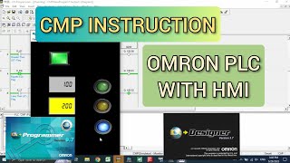 CX Programmer  CMP Compare instruction Omron PLC tutorial with HMI CX Designer Simulation [upl. by Ytsrik]