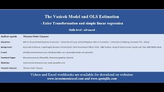 Ubanking Academy Excel  The Vasicek Model and OLS Estimation [upl. by Relyt666]