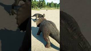 🦖Dino Battle ALLOSAURUS vs TRICERATOPS in JWE2 jurassicworld dinosaurs jurassicpark dino jwe2 [upl. by Assyla]