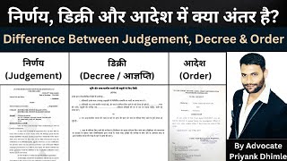 निर्णय डिक्री और आदेश में अंतर  Difference Between Judgement Decree and Order [upl. by Sigmund354]