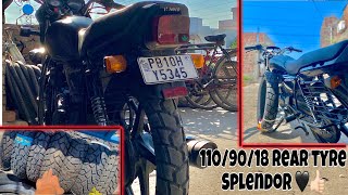 1109018 tyre in splendor 👍🏻🖤splendor modified tyres [upl. by Lednyk]