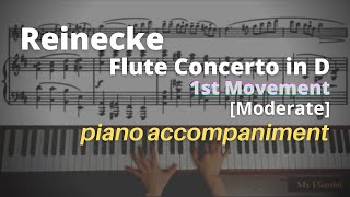 Reinecke  Flute Concerto in D Op283 1st Mov Piano Accompaniment Moderate [upl. by Intosh]