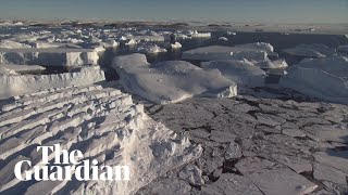 Timelapse shows Antarctic ice shelf collapse after battering from waves [upl. by Onek]