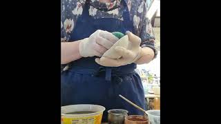 Oxide wash on stoneware clay [upl. by Jaclyn]