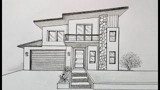 How to draw a house in one point perspective [upl. by Rotberg]