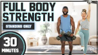 30 Minute Full Body Dumbbell Strength Workout All StandingNo Repeat [upl. by Anits]