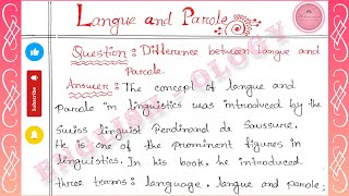 Q Difference between Langue amp Parole  Linguistics  English Dept  Honours 3rd year [upl. by Koenig243]