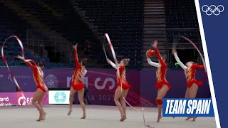 🇪🇸 Team Spain group rhythmic gymnastics training at the World Championships 2023 I Valencia [upl. by Halonna197]