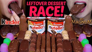 ASMR LEFTOVER DESSERT RACE NUTELLA CUPS CADBURY CHOCOLATE MAGNUM ICE CREAM HERSHEYS KINDER 먹방 [upl. by Beaufert]