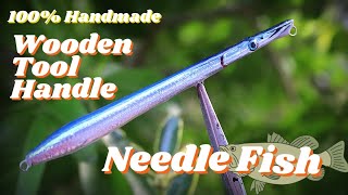 Lure Making  Beautiful wooden Needlefish Made from a cheap Amazon tool [upl. by Yuille]