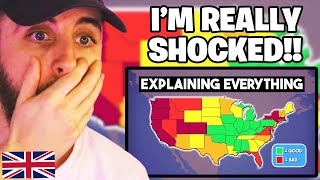 Brit Reacts to The USA Explained in 30 Maps [upl. by Nnybor]