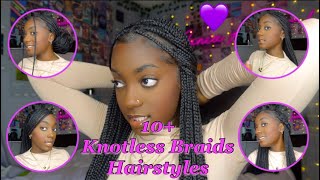 10 WAYS TO STYLE KNOTLESS BRAIDSBOX BRAIDS 💜 [upl. by Kina]