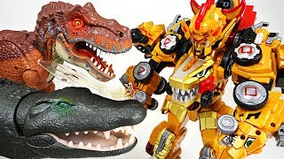 DinoCore Ultimate DBuster Tyranno Protect Tayo from giant dinosaur and crocodile  DuDuPopTOY [upl. by Fiorenze]