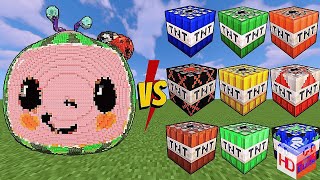 Cocomelon vs POWERFUL TNT in Minecraft  Logo vs TNT [upl. by Aleibarg]