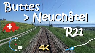 CAB RIDE 4K 🇨🇭 Buttes  Neuchâtel R21  CH  Suisse  Schweiz  Switzerland  Swiss 🛤 [upl. by Sharl]