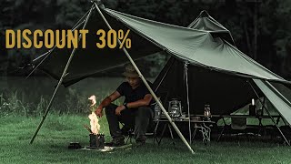 OneTigris CONIFER TC Chimney Tent 12 persons PyramidTeepee Hot Tent With Tent Poles Snow Skirts [upl. by Debby432]