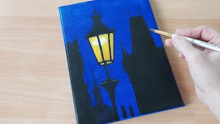 Cityscape painting Easy Acrylic drawing for Beginners  STEP by STEP Tutorial  DeOli art [upl. by Mickelson]