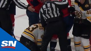 Brad Marchand Drops Brenden Dillon With Shot To Midsection After Scrum [upl. by Gurango]