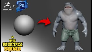 ESCULPINDO O TUBARÃOREI SCULPTING THE KING SHARK THE SUICIDE SQUAD ZBRUSH  PS THESUICIDESQUAD [upl. by Onyx]