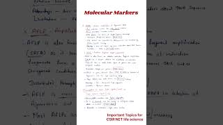 Molecular Markers  Methods in Biology CSIR NET important topics csirlifescience [upl. by Granniah]