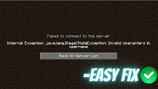 How to fix internal exception javalangillegalstateexception invalid characters in username [upl. by Novanod]