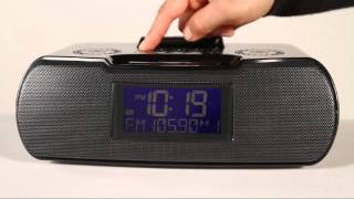 Sangean RCR10 AMFMRDS Atomic Clock Radio w iPod Dock [upl. by Ylrebmyk486]