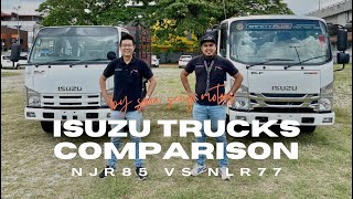 ISUZU TRUCKS COMPARISON  JAPAN NJR85 SMOOTHER vs MALAYSIA NLR77 MT  WOODEN CARGO BODY [upl. by Ardiek]