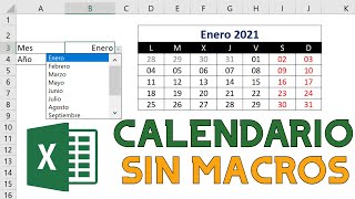 📅 Cómo HACER  INSERTAR un CALENDARIO PERPETUO y DINAMICO en EXCEL 👉 SIN MACROS  2023 [upl. by Htomit226]