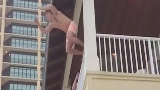 Spring breaker leaps from second story balcony into pool [upl. by Natalie]