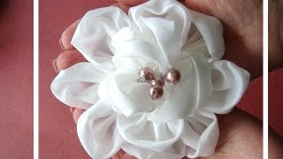 Silky bridal flower number 2 how to diy fabric flower prom wedding special occasion [upl. by Anyel588]