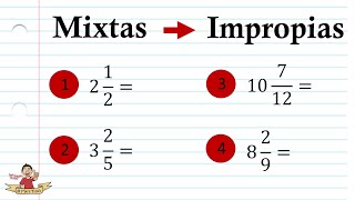 Conversión de fracciones mixtas a impropias Paso a paso En3Minutos [upl. by Atnoek44]