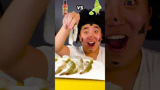 Chili sauce vs Wasabi sauce Emoji food Challenge  Raw shrimp Mukbang Funny Video shorts [upl. by Duane]