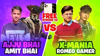 Ajjubhai94 and Amitbhai VS Romeo and X Mania iPhone 12 Pro Max Challenge  Garena Free Fire [upl. by Chrysa]