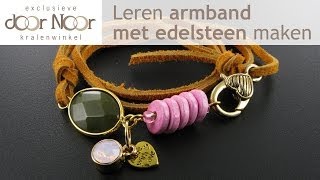 Armband maken met leren veter [upl. by Ahsekan]