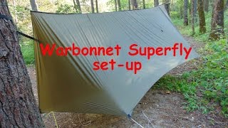 Warbonnet superfly Tarp setup wmesh sleeves and tieouts  mtnripper [upl. by Loats]