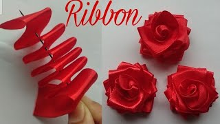 DIY Ribbon Flowers  How to make ribbon flowers  Easy making with needle  Amazing Ribbon Tricks [upl. by Phaih]