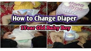 How I Change My Baby Diaper 1 Year old Baby Diaper changing video Diaper Boy kalbvlogs [upl. by Kcorb927]