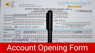 Canara Bank Savings Account Opening Form 2024  Canara Bank Account Opening Form Fill Up [upl. by Westland]