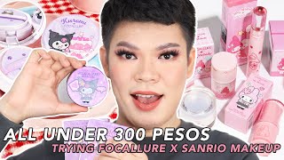 ALL UNDER 300 PESOS SANRIO X FOCALLURE MAKEUP REVIEW AND TUTORIAL [upl. by Nylarahs]