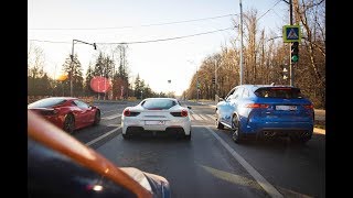 FPACE SVR vs Ferrari 812 488 458 X3m CLS63 G63 Gad motors [upl. by Nueoht299]