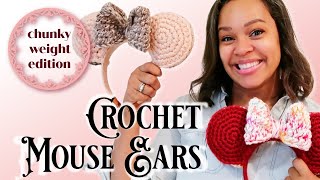 Crochet Mouse Ears Chunky Weight The Ever After Ears Pattern Intermediate Level Disney DIY [upl. by Placeeda]