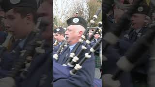 Vale of Atholl Pipe Band march off playing from 2024 Pitlochry New Year Street Party shorts [upl. by Hsoj]