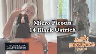 Hermes MICRO Picotin Picotin 14 in Noir Special Edition Ostrich Unboxing and Reveal From Paris [upl. by Clyte189]