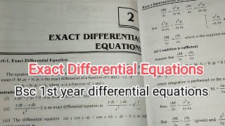 Exact Differential Equations Bsc 1st year I Integrating Factor Differential equations [upl. by Nerwal]